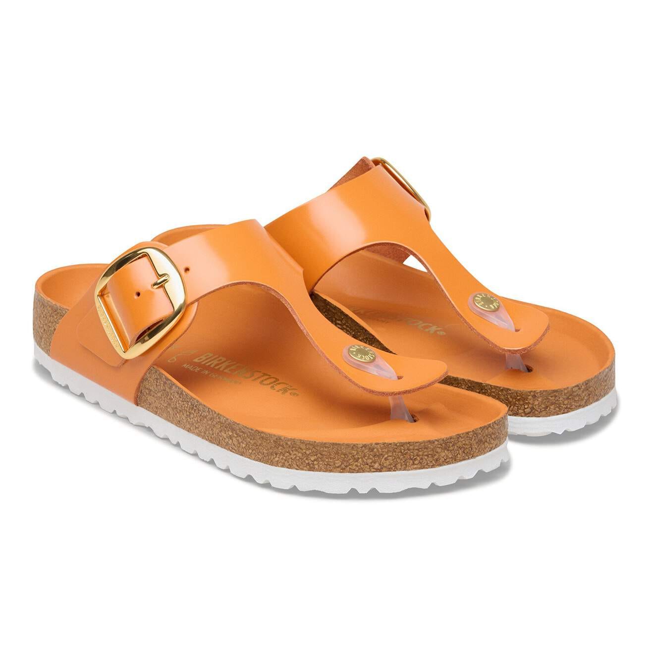 Women's Gizeh Big Buckle Natural Leather Patent High-Shine Kurkuma