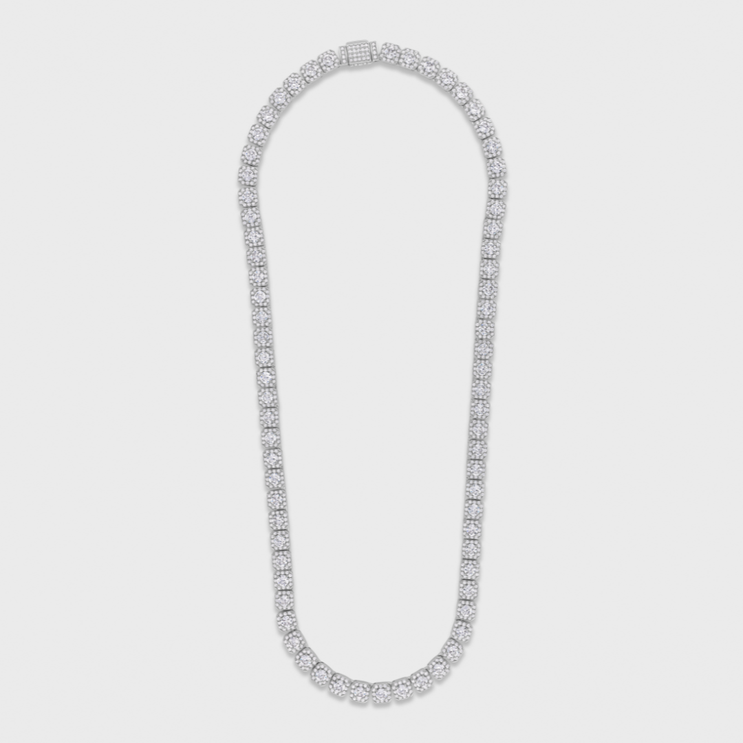Clustered Tennis Chain (Silver) - 8mm