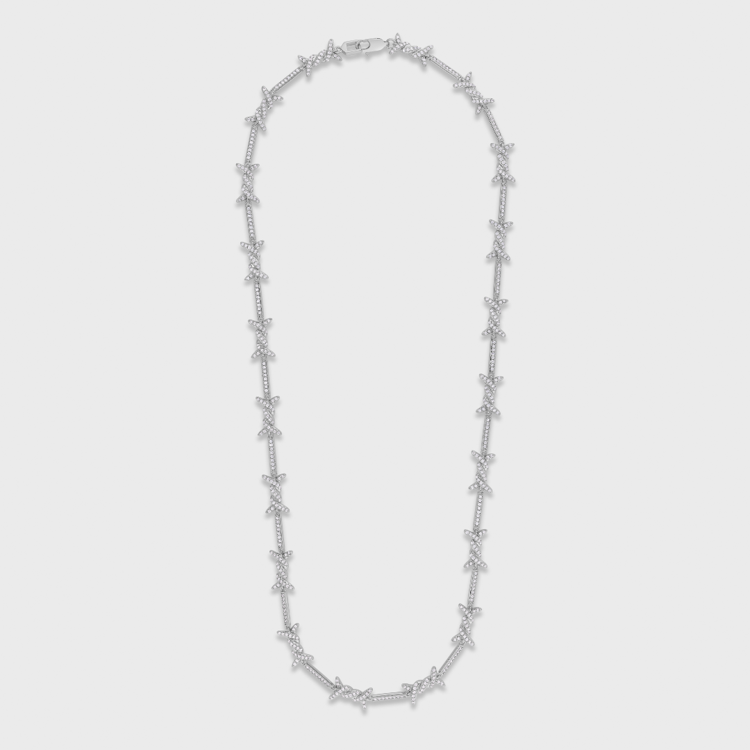 Iced Barbed Wire Chain (Silver) - 6mm