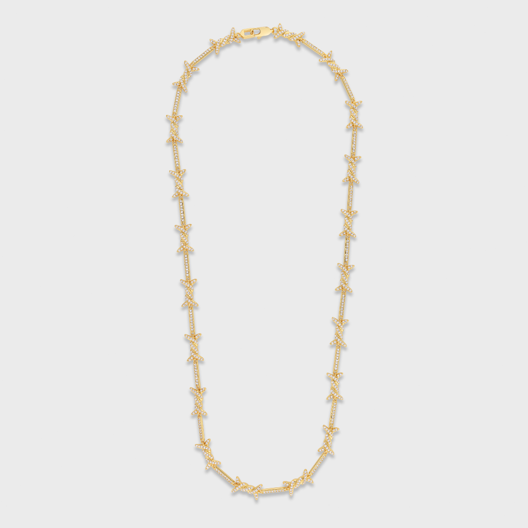 Iced Barbed Wire Chain (Gold) - 6mm
