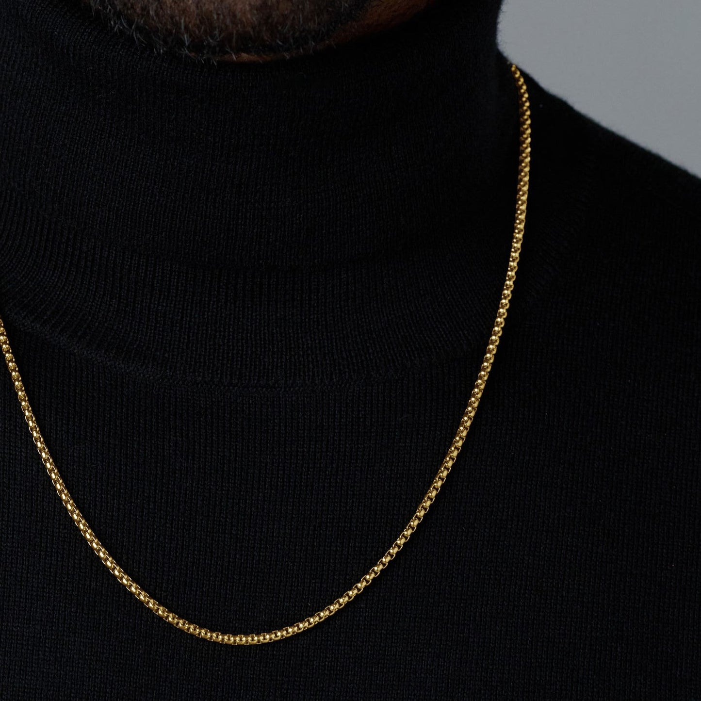 Round Box Chain (Gold) - 3mm