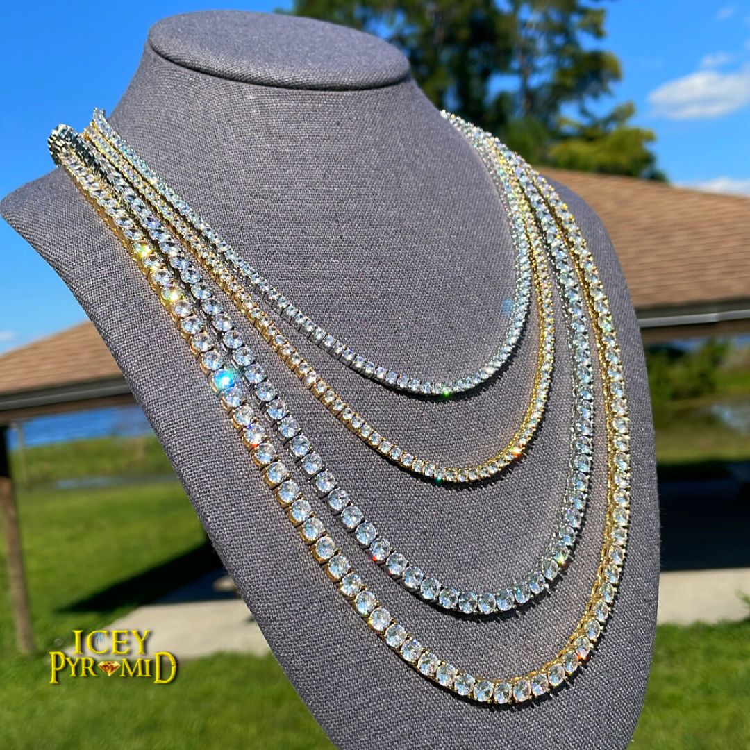 BEST | 3MM-5MM Row Style Endless Bling Shine Tennis Iced Out Diamond Necklace Chain