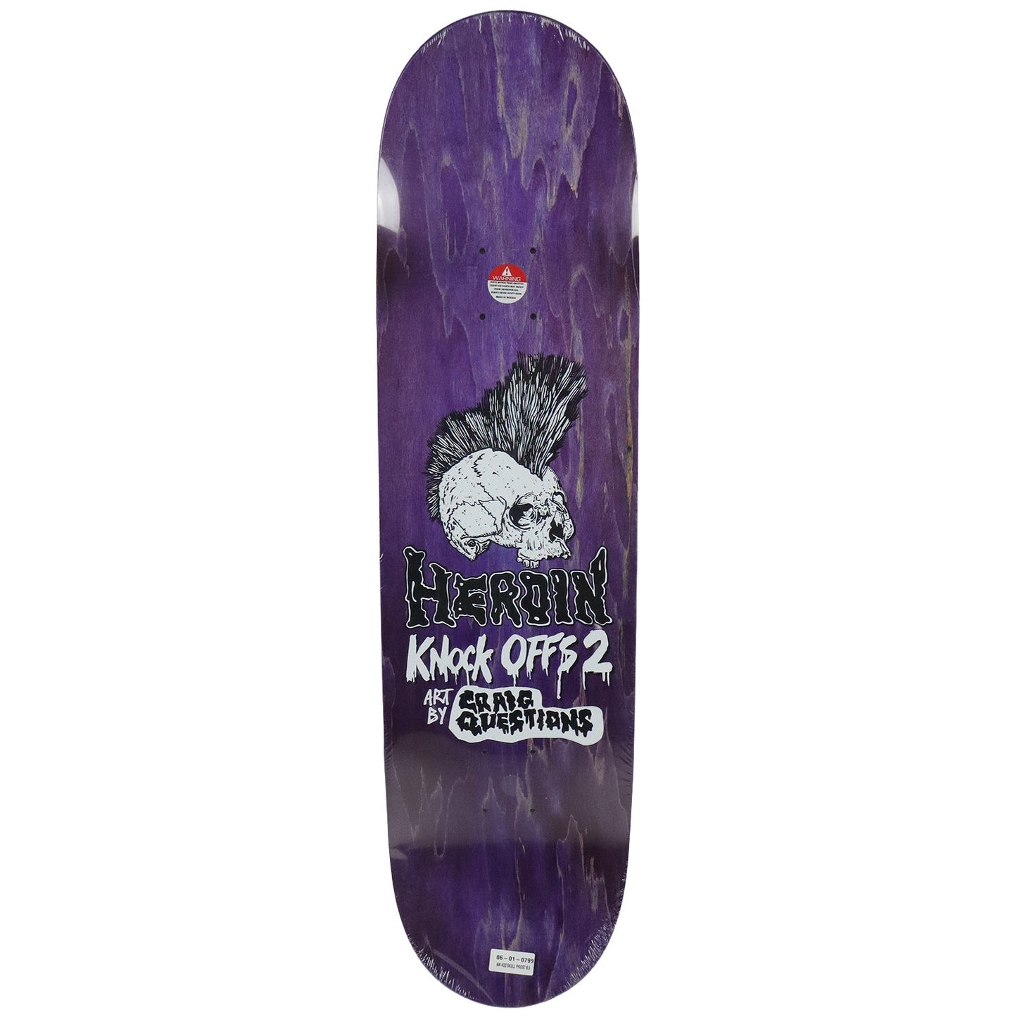 Heroin Skateboard Deck Aaron Wilson KO2 Skull Priest 8.5" x 32.2"