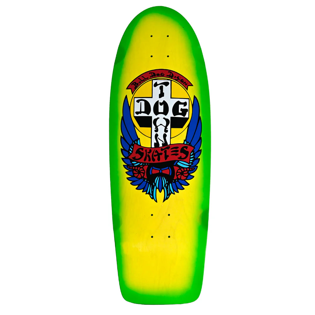 Dogtown Skateboard Deck Bull Dog OG 70s Classic Yellow/Green 10" x 29.622"