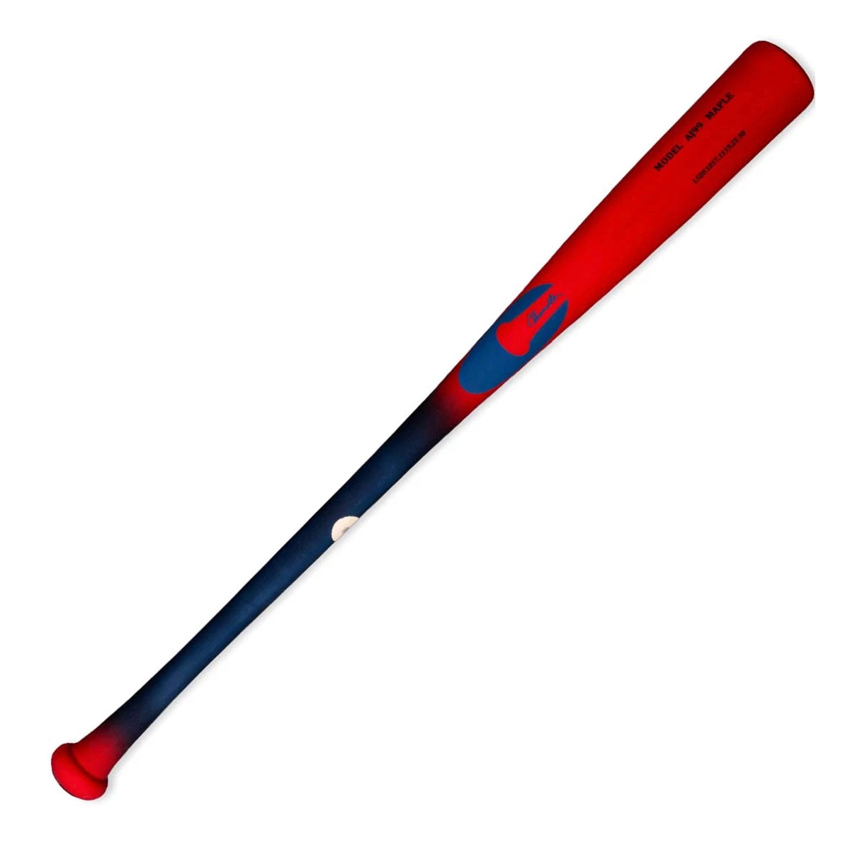 Chandler AJ99 Youth Maple Wood Baseball Bat (-2 to -3) Balanced Long Barrel Pro-Inspired Design Red & Navy Gradient