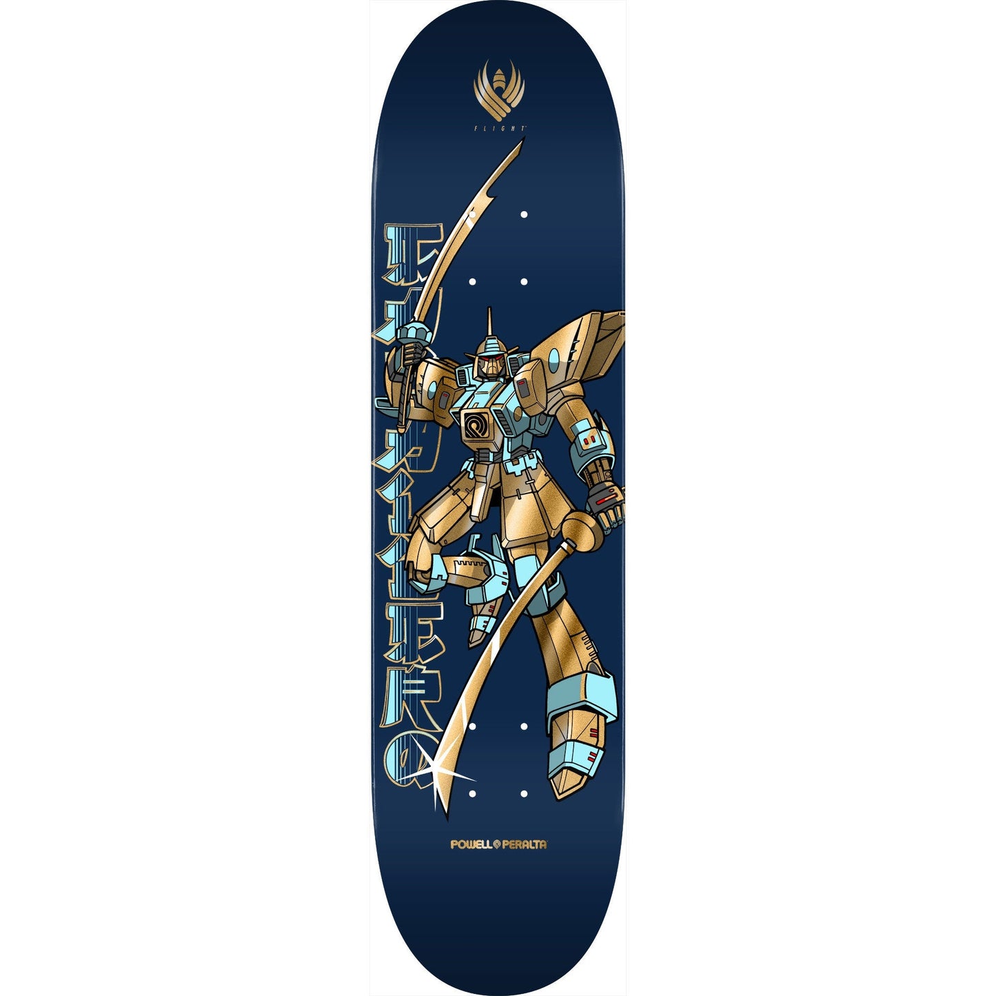 Powell Peralta Skateboard Deck Flight Caballero Gundam Blue/Gold Foil 8.5" x 32.08"