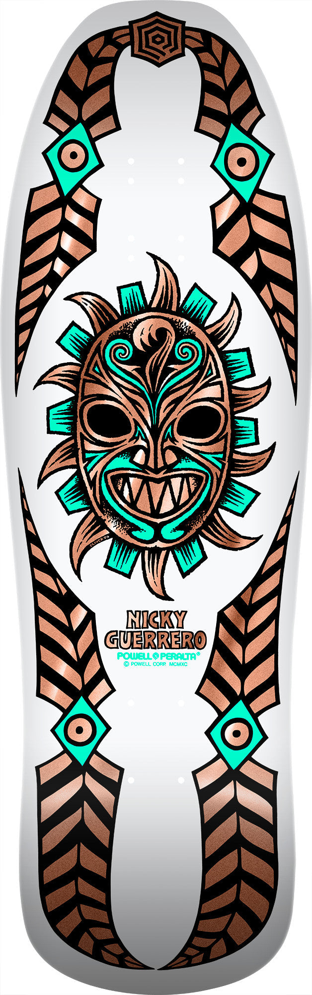 Powell Peralta Nicky Guerrero Mask Deck - 10″ White/Copper Foil **PRE-ORDER**