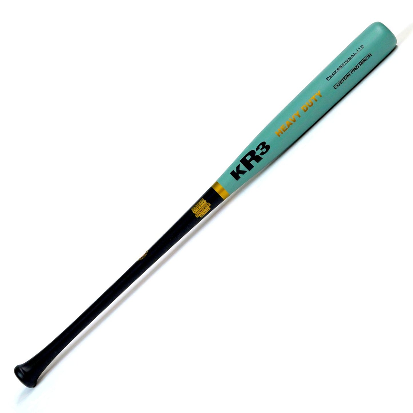 KR3 Custom Pro Birch I13 Heavy Duty Wood Baseball Bat – Green Barrel / Black Handle