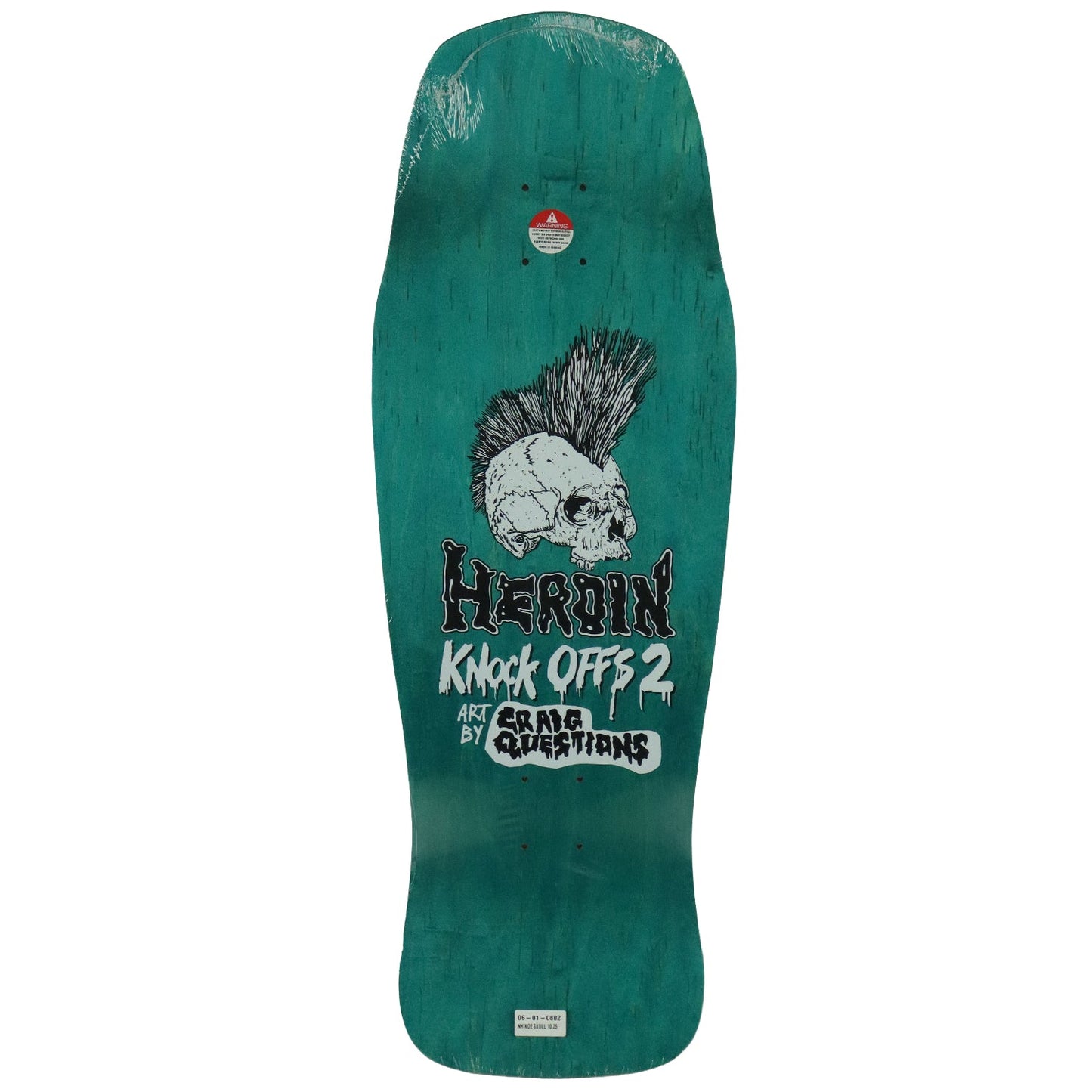 Heroin Skateboard Deck Nolan Houghton KO2 Skull 10.25" x 30.5"