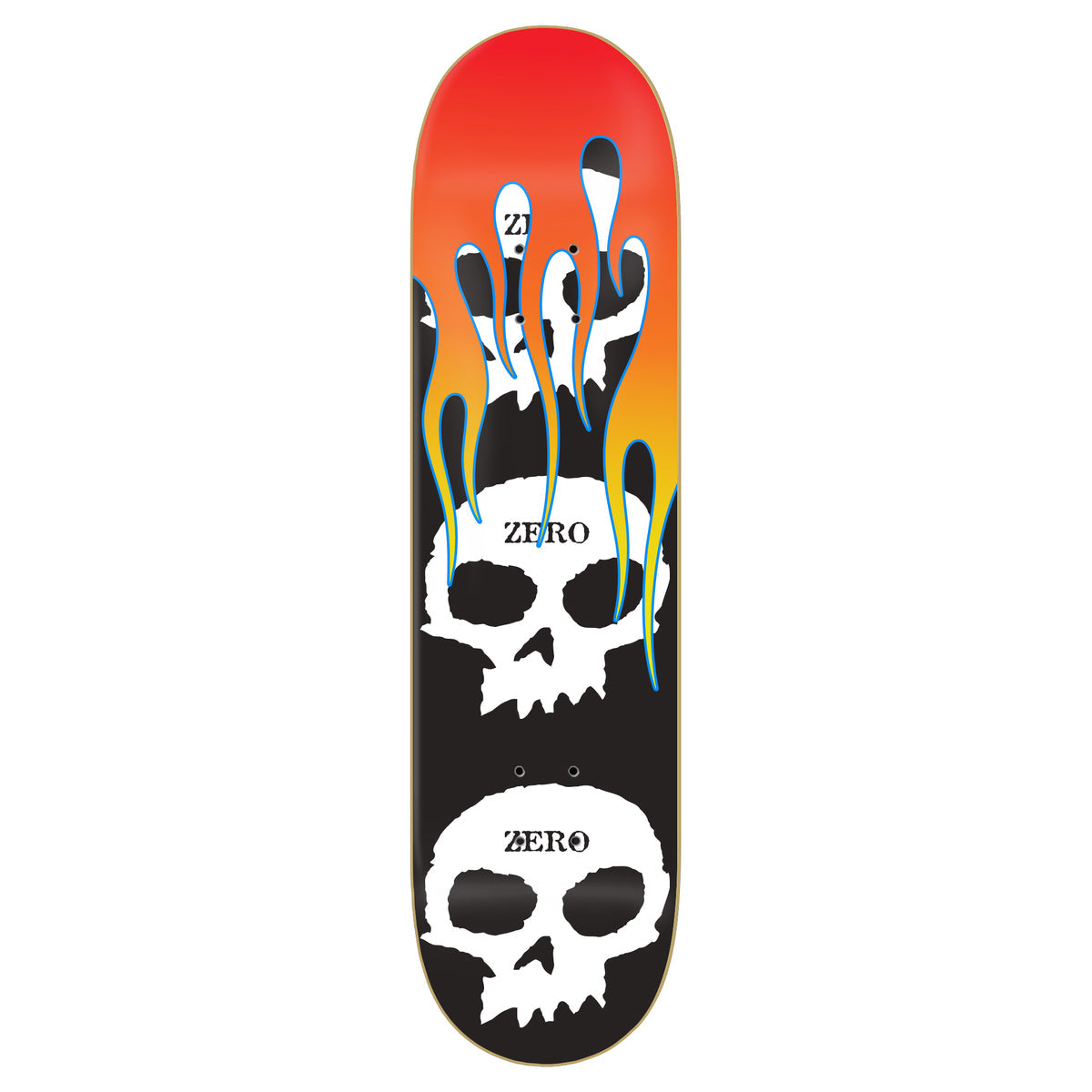 Zero Skateboard Deck 3 Skulls with Flames 8.25" x 31.9"
