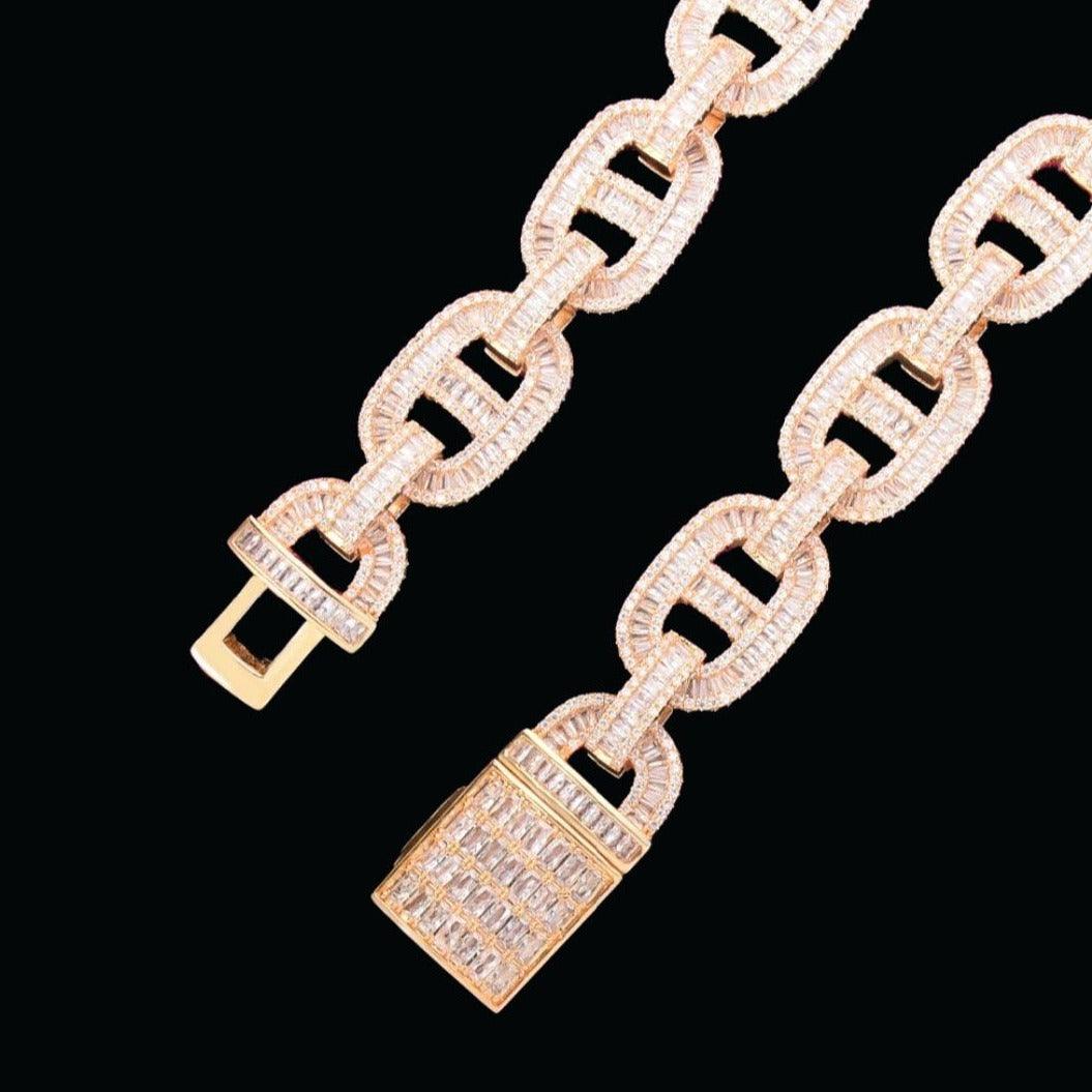 14MM Baguette Miami Cuban Link Iced Out Diamond Necklace Chain