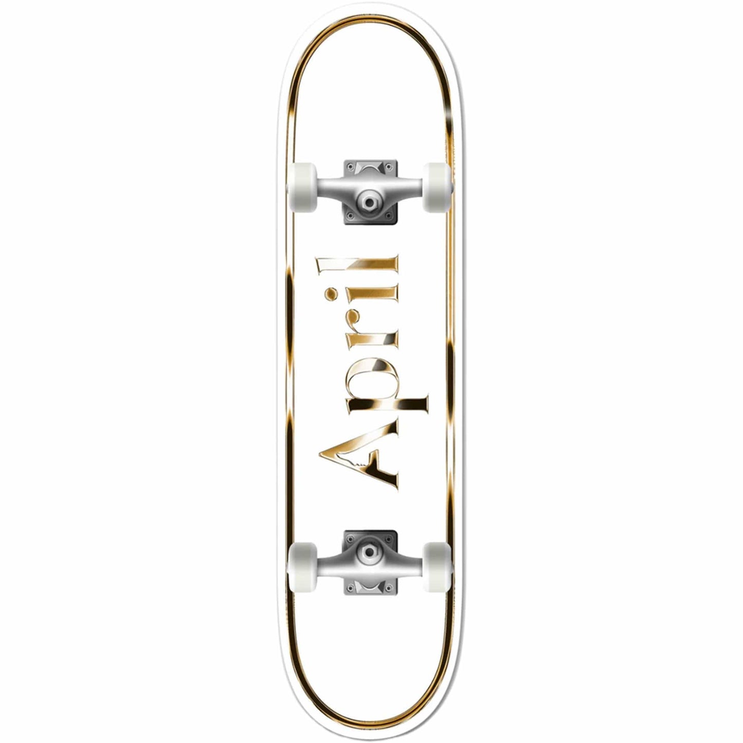 April OG Logo Golden White Skateboard Complete 8"