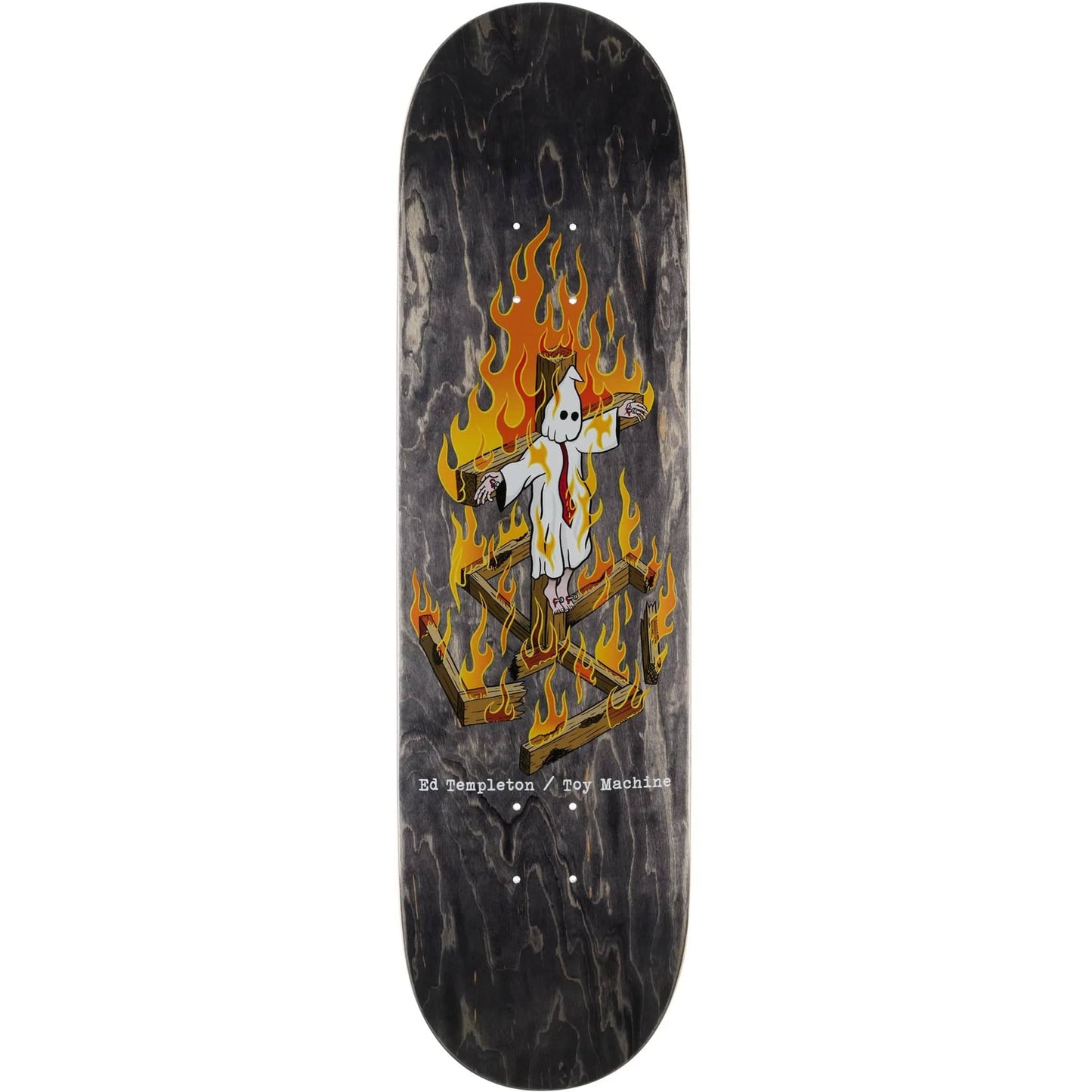 Toy Machine Templeton Charred Cross Skateboard Deck Black Stain 8.25"