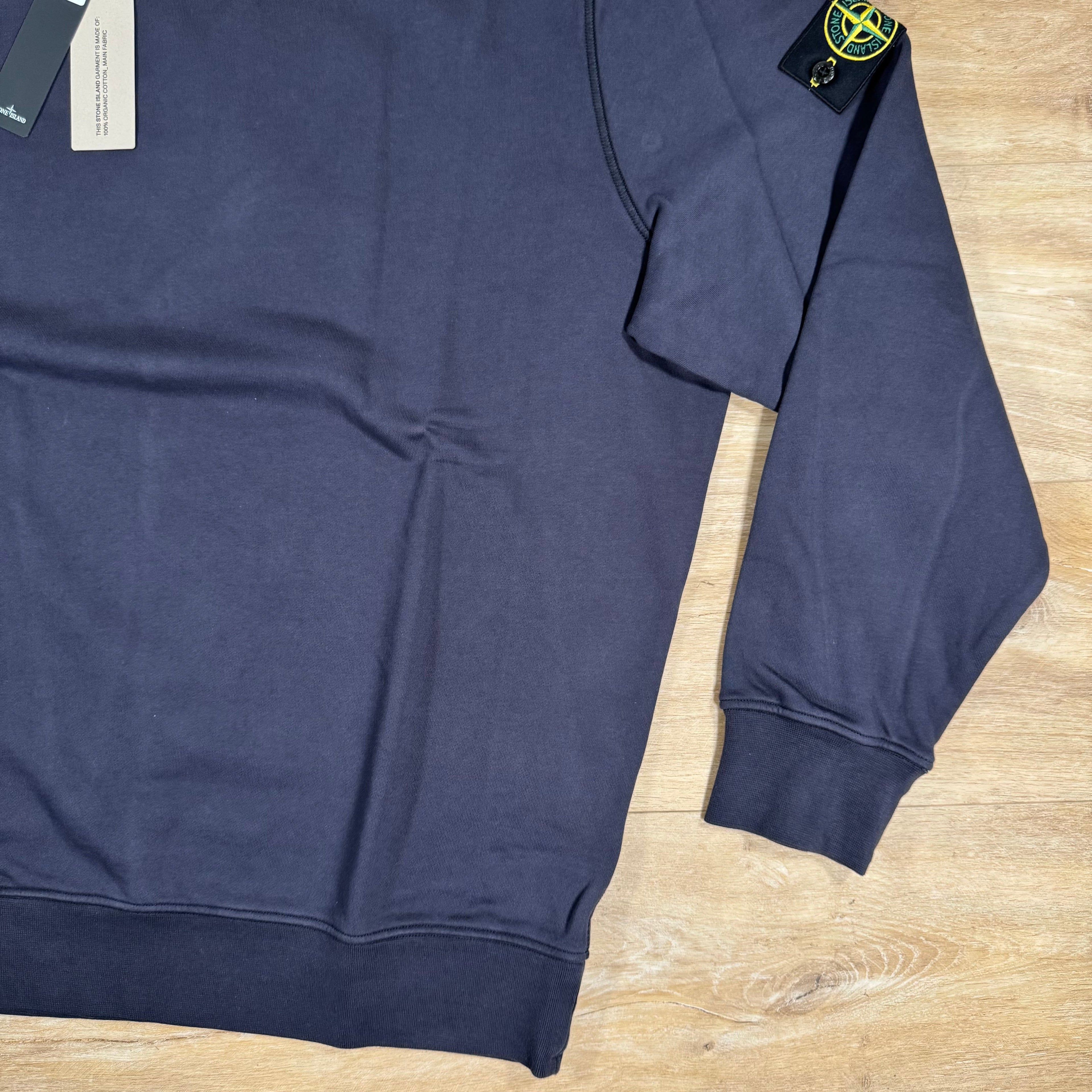Stone Island Organic Cotton Fleece Crewneck Sweatshirt in Ink Blue