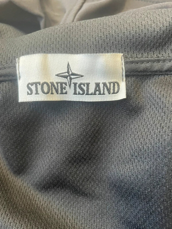 STONE ISLAND Black Logo Hooded Zip-Up Long Sleeve Sweatshirt