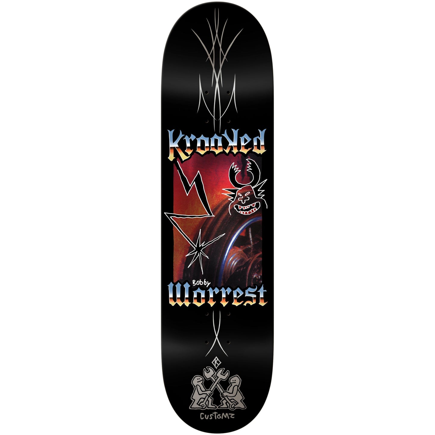 Krooked Skateboard Deck Worrest Chrome Zone Twin Tail 8.3" x 31.9"