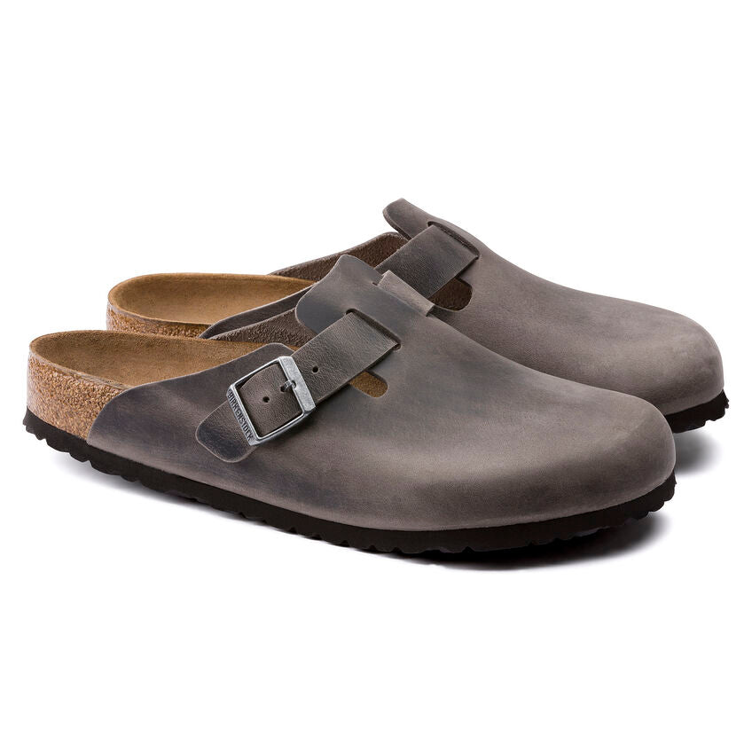 Unisex Boston Soft Footbed Oiled Leather  Iron Medium/Narrow