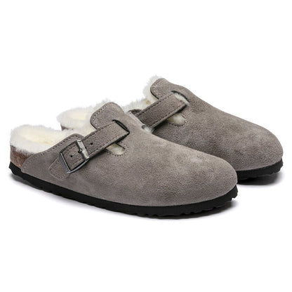 Unisex Boston Shearling Suede Leather Stone Coin Medium/Narrow