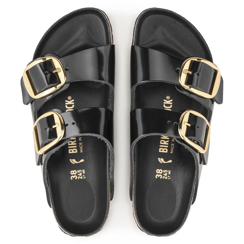 Women's Arizona Big Buckle Natural Leather Patent High Shine Black Medium/Narrow