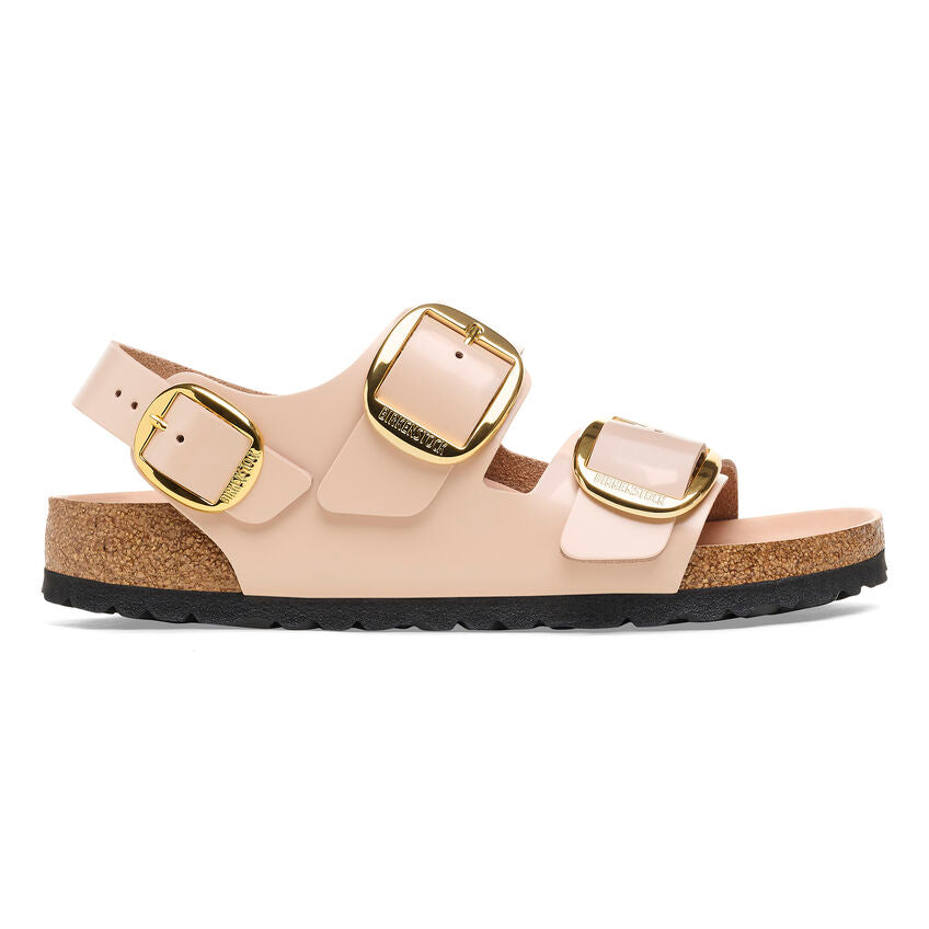 Women's Milano Big Buckle Natural Leather Patent High Shine New Beige Medium/Narrow