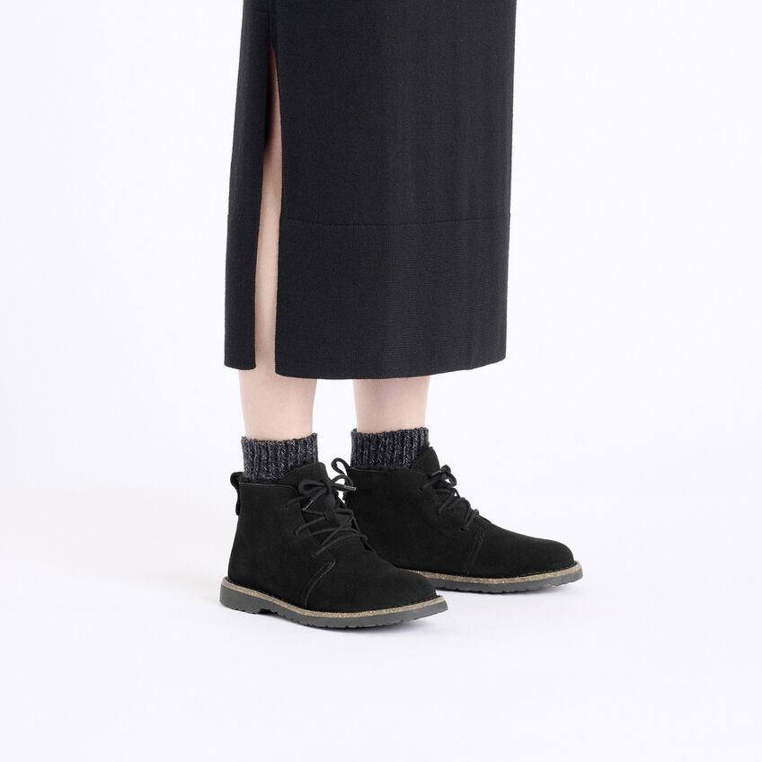 Uppsala Mid Shearling Suede Leather Regular/Wide Black