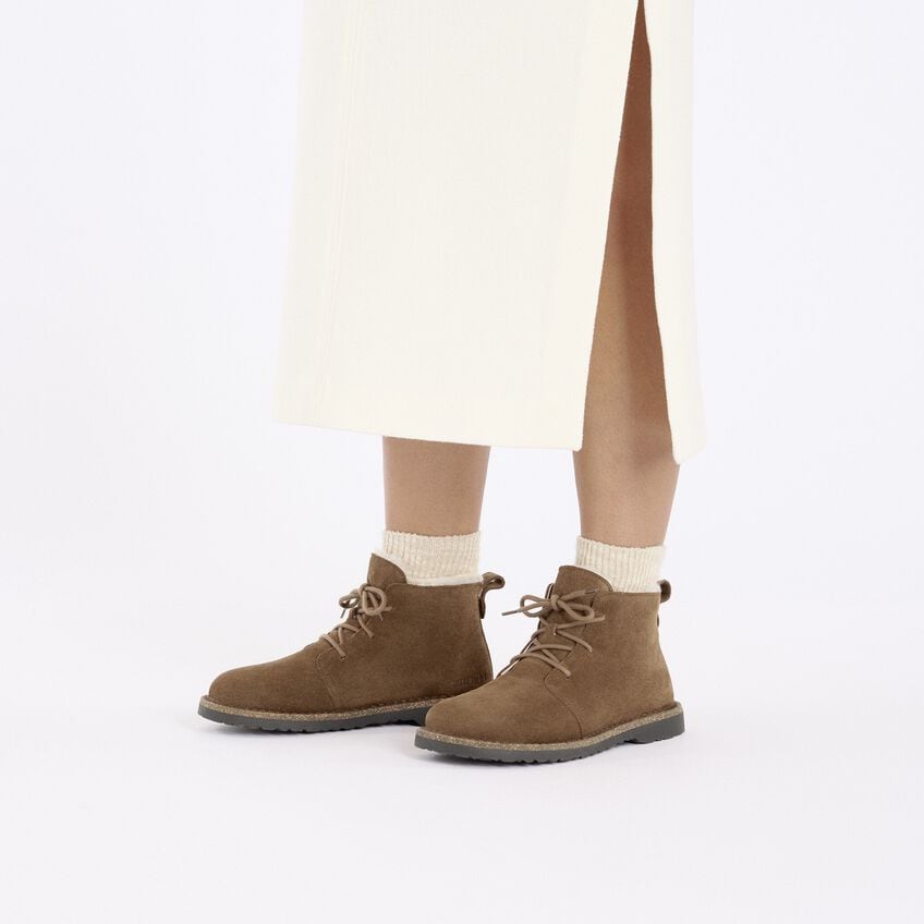 Uppsala Mid Shearling Suede Leather Regular/Wide Dark Tea