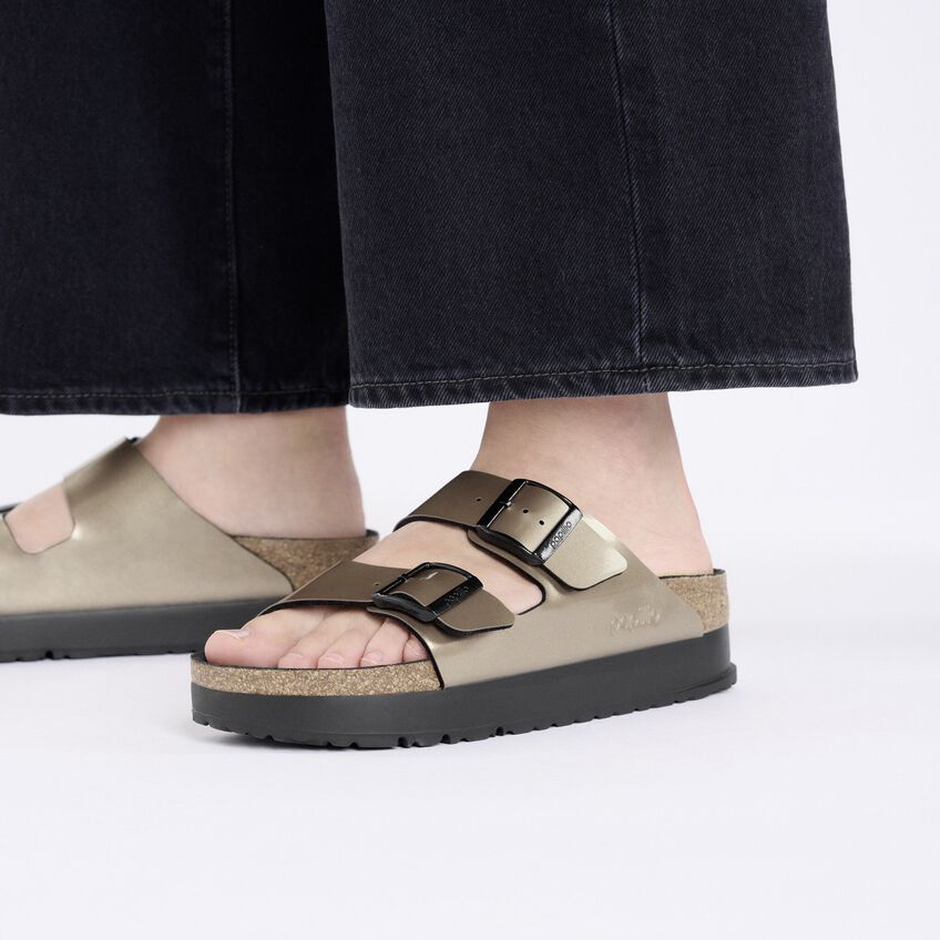 Women's Arizona Platform Birko-flor Metallic Taupe Medium/Narrow