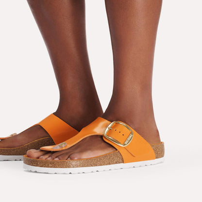 Women's Gizeh Big Buckle Natural Leather Patent High-Shine Kurkuma