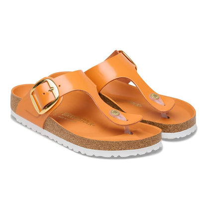 Women's Gizeh Big Buckle Natural Leather Patent High-Shine Kurkuma