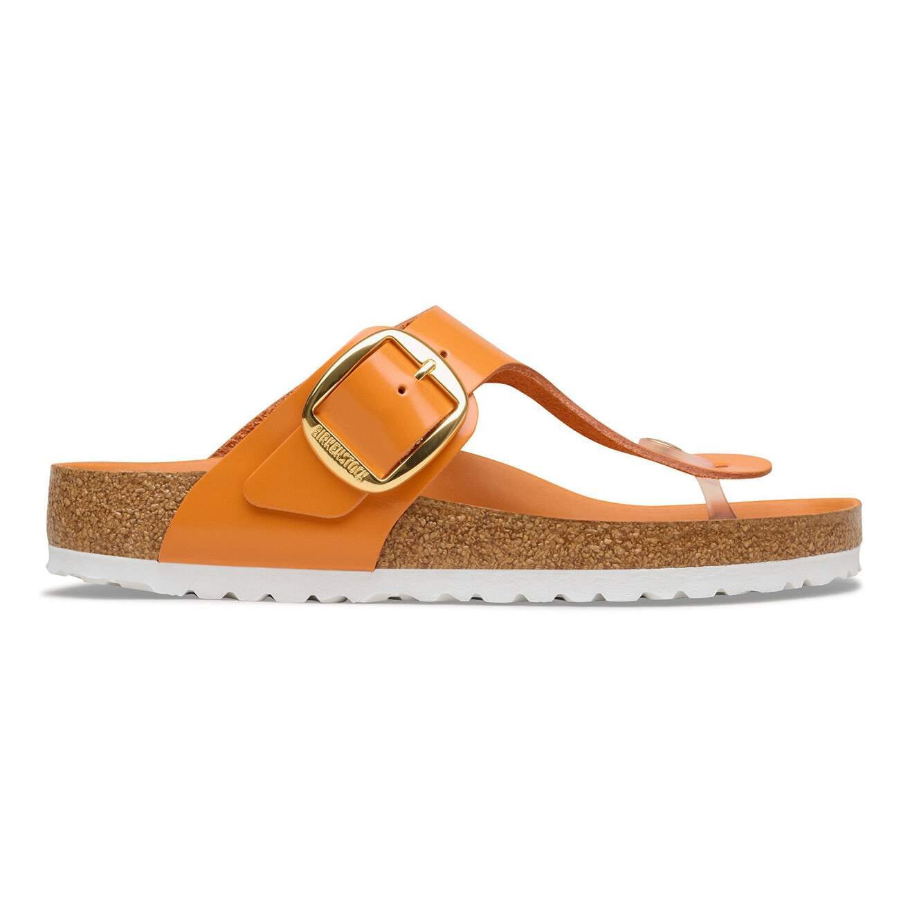 Women's Gizeh Big Buckle Natural Leather Patent High-Shine Kurkuma
