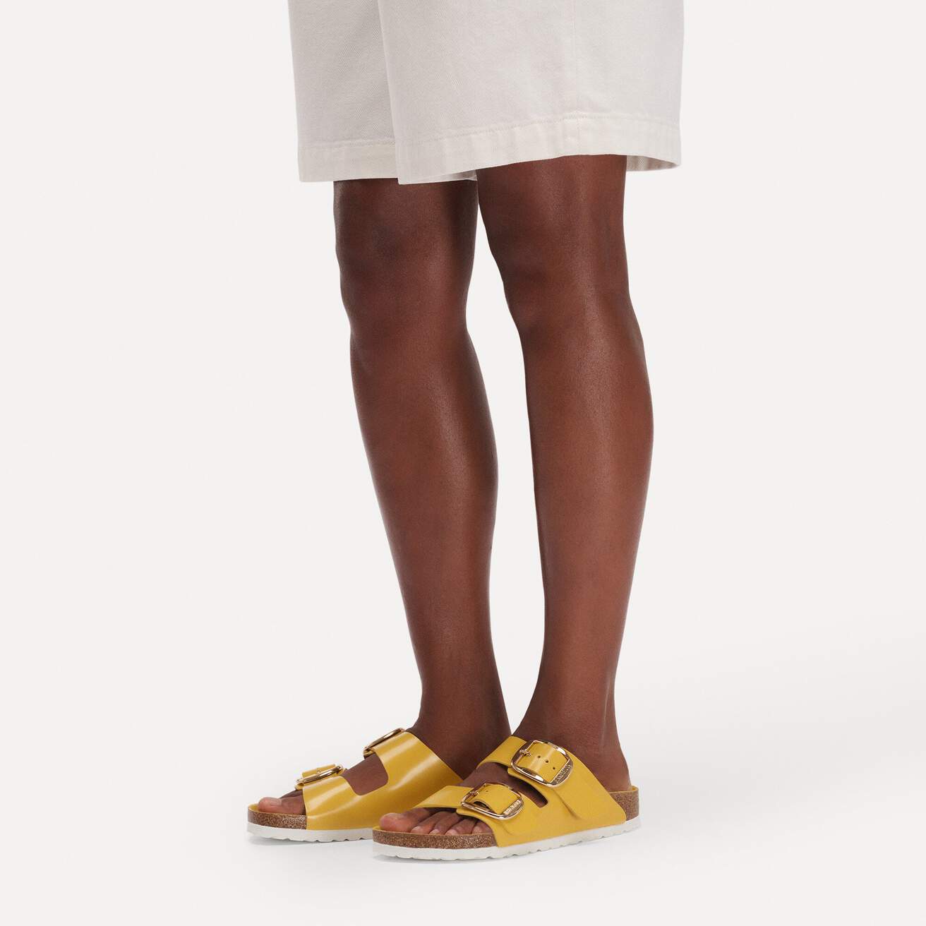 Women's Arizona Big Buckle Natural Leather Patent High-Shine Ochre