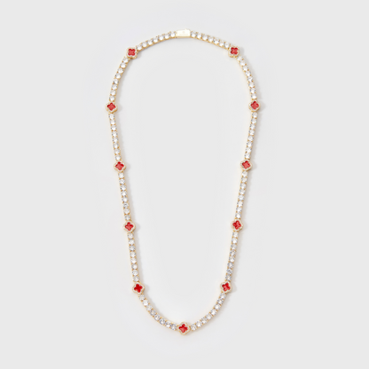 Red Clover Tennis Chain (Gold) - 4mm
