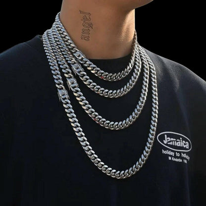 6MM-20MM Push Button Lock Clasp Luxury Stainless Steel Necklace Chain