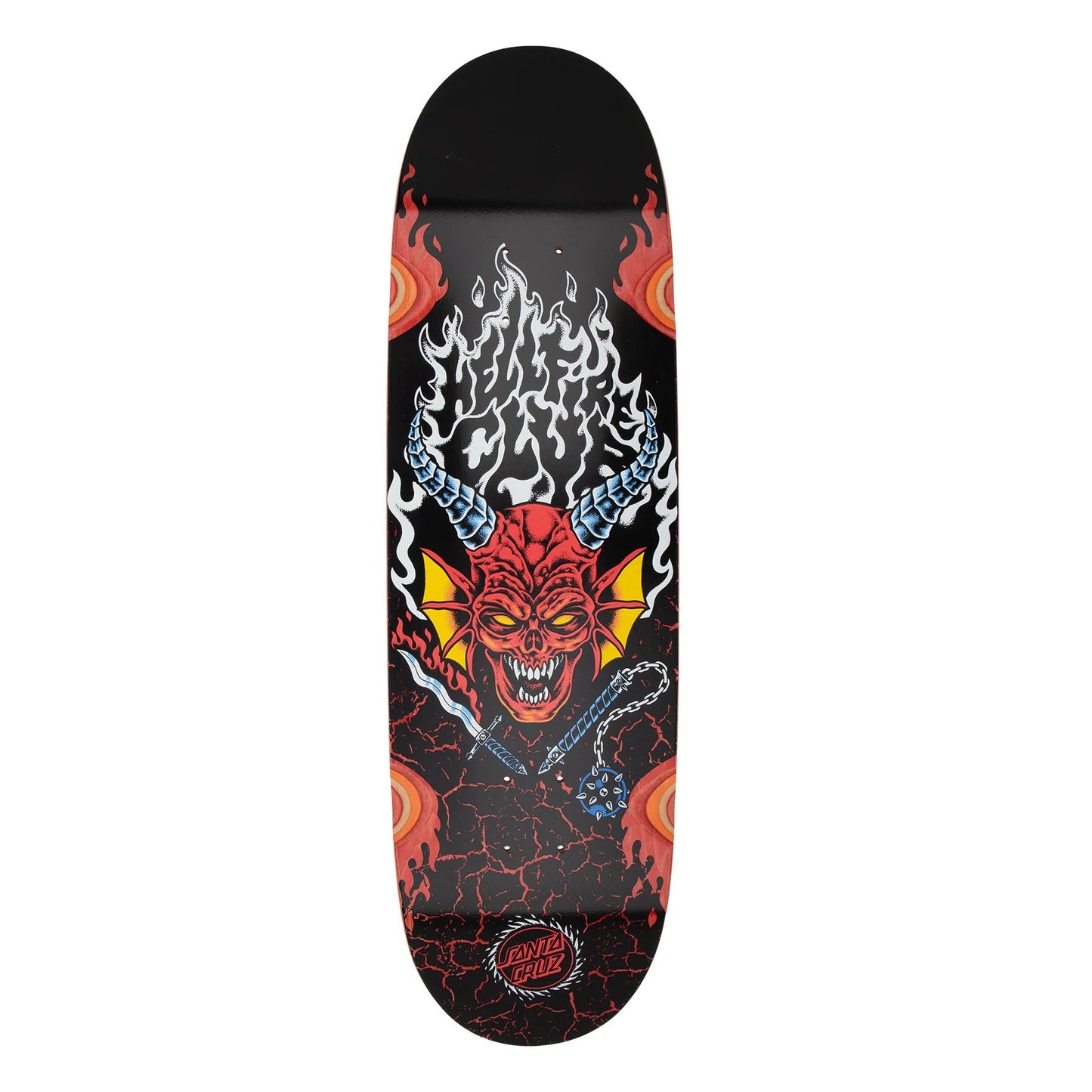 Santa Cruz x Stranger Things Hellfire Club Flames Skateboard Deck - 9″