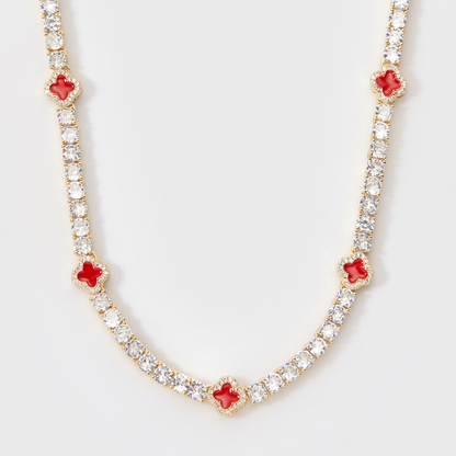 Red Clover Tennis Chain (Gold) - 4mm