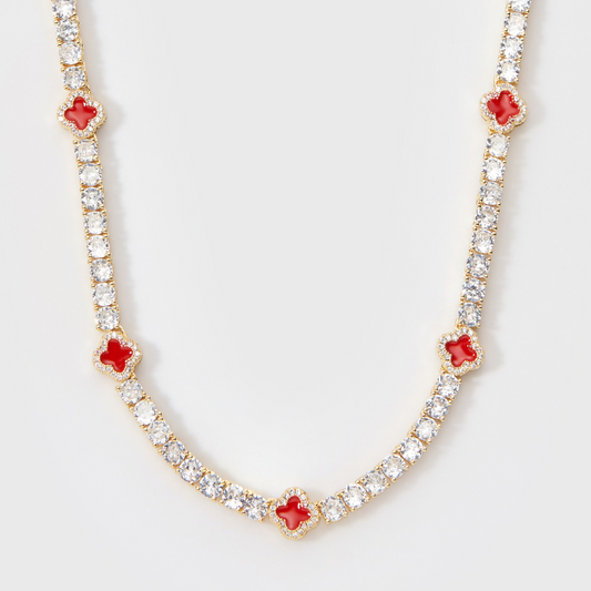 Red Clover Tennis Chain (Gold) - 4mm