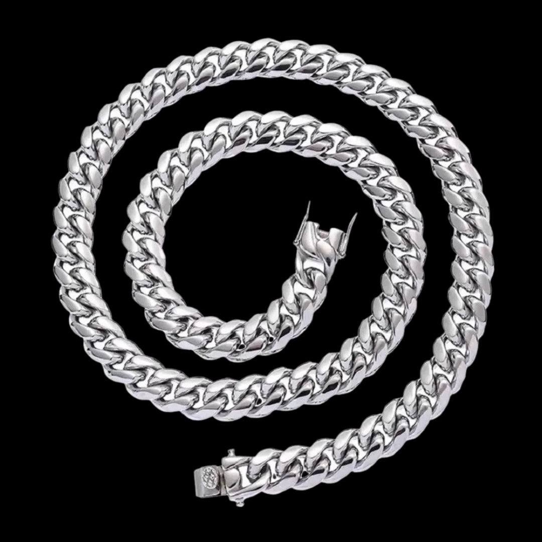 6MM-20MM Push Button Lock Clasp Luxury Stainless Steel Necklace Chain