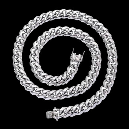 6MM-20MM Push Button Lock Clasp Luxury Stainless Steel Necklace Chain