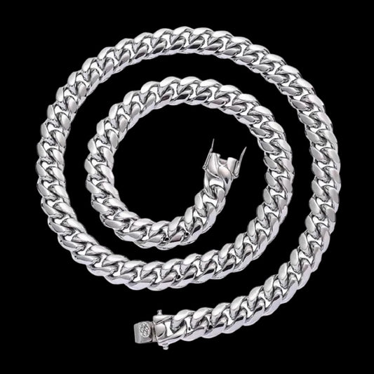 6MM-20MM Push Button Lock Clasp Luxury Stainless Steel Necklace Chain