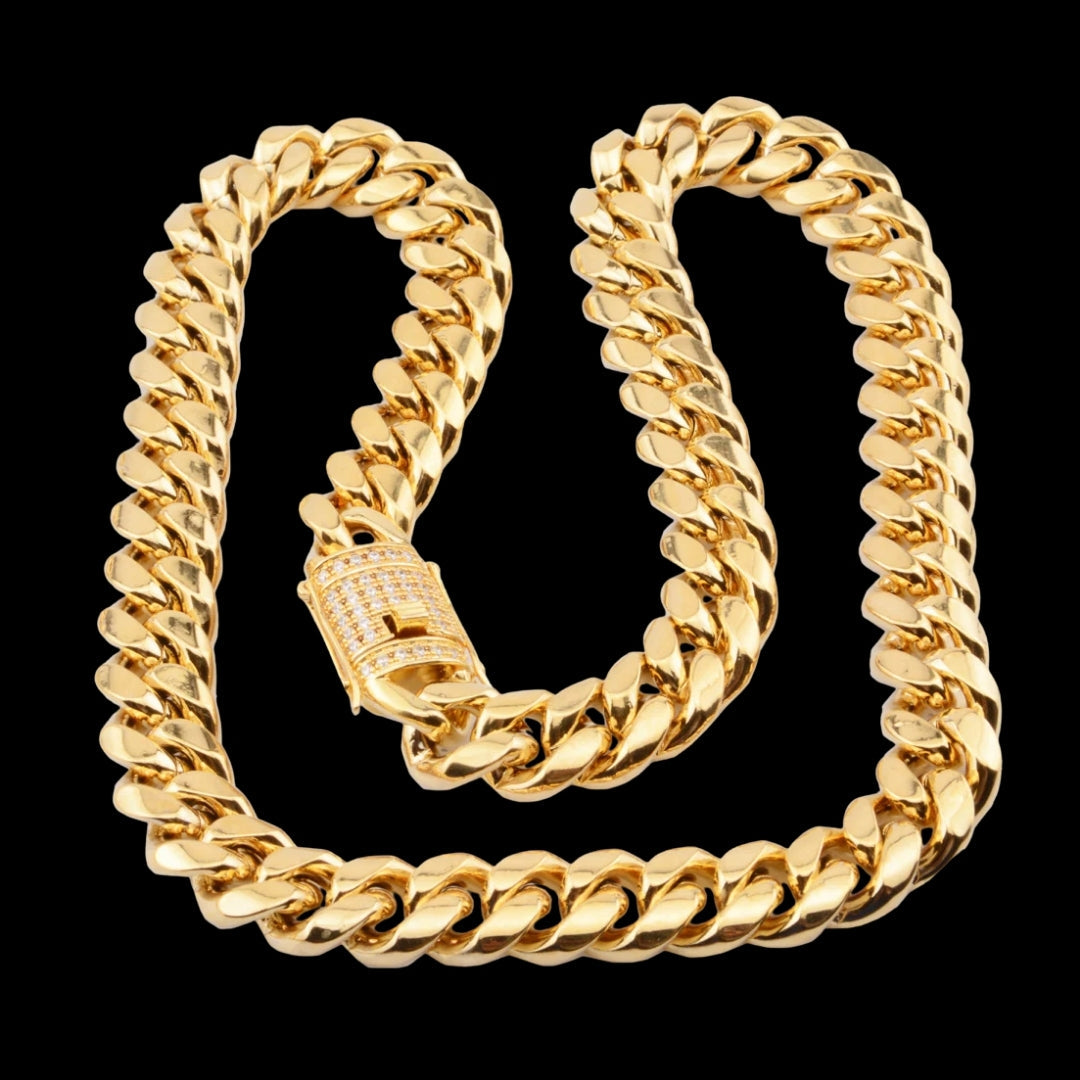 6MM-20MM Iced Prong Lock Clasp Luxury Stainless Steel Necklace Chain