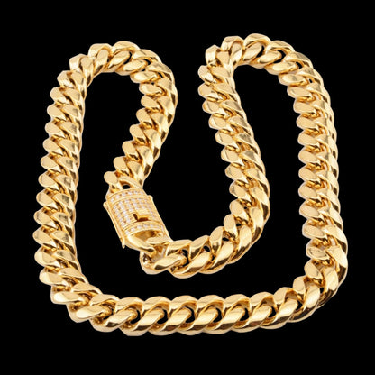 6MM-20MM Iced Prong Lock Clasp Luxury Stainless Steel Necklace Chain