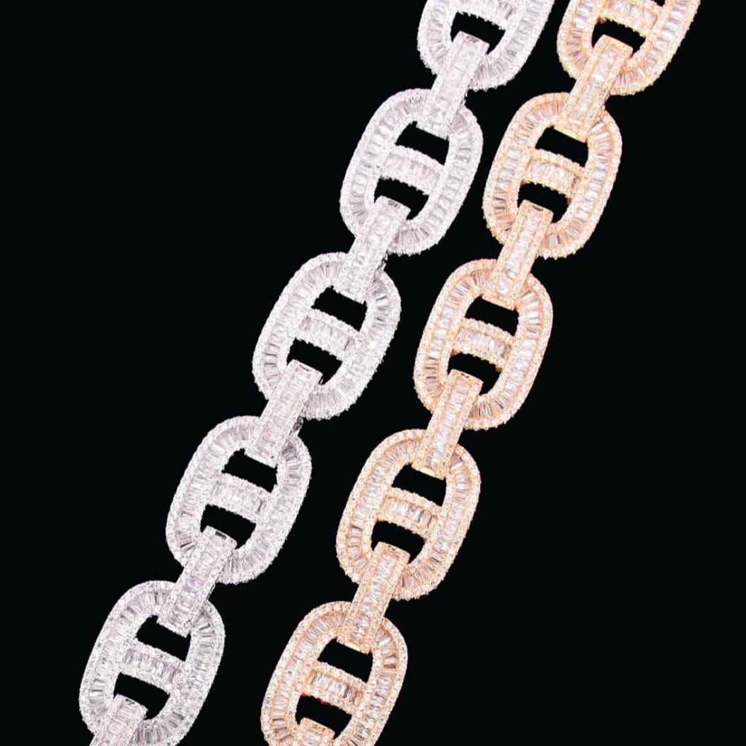14MM Baguette Miami Cuban Link Iced Out Diamond Necklace Chain