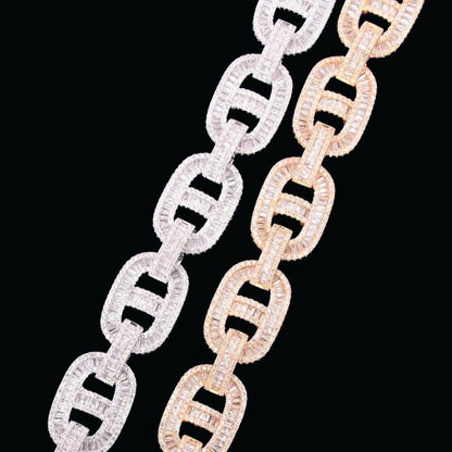 14MM Baguette Miami Cuban Link Iced Out Diamond Necklace Chain