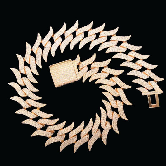 17MM Mustache Choker Miami Cuban Iced Out Diamond Necklace Chain