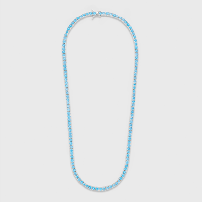 Blue Diamonds Tennis Chain (Silver) - 4mm