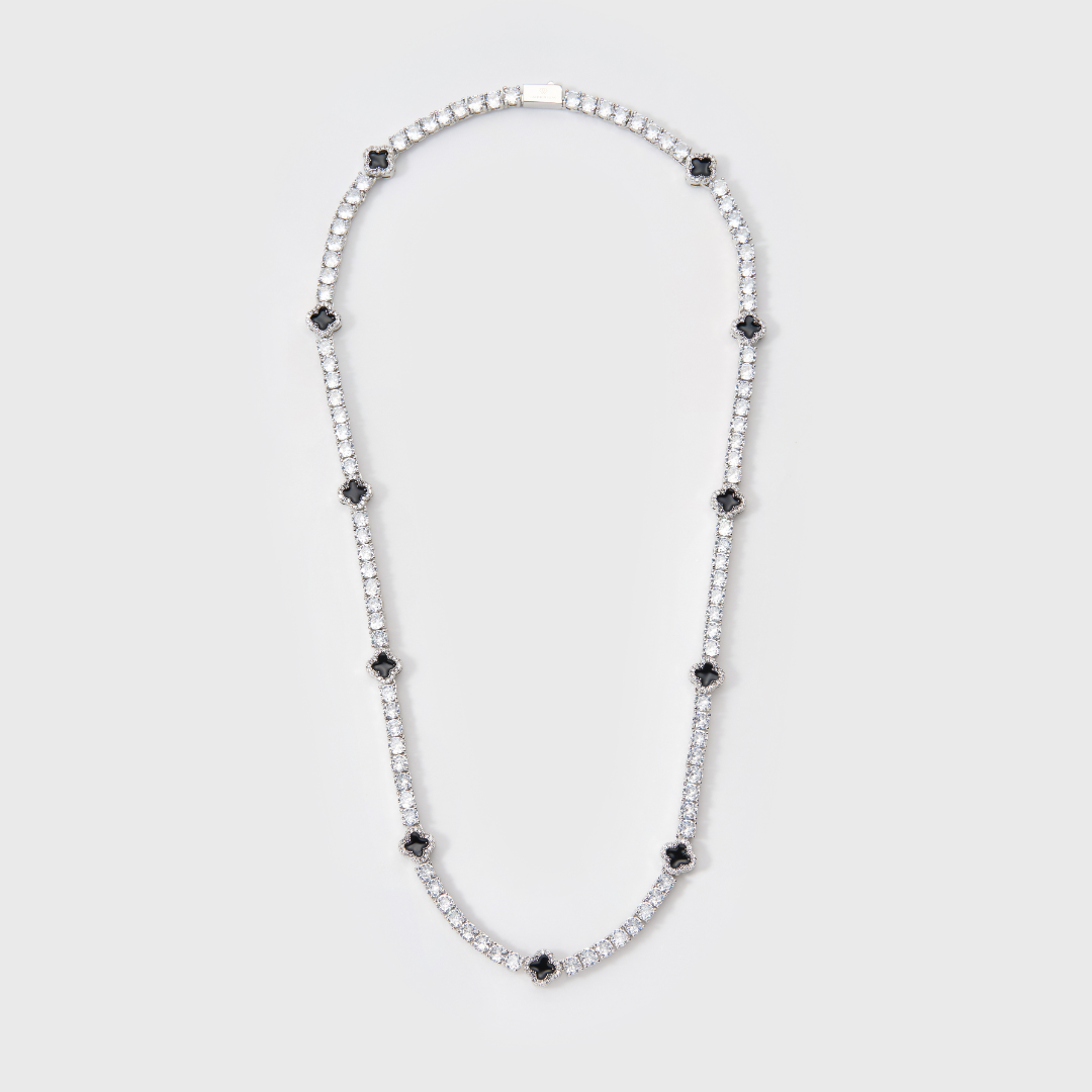 Black Clover Tennis Chain (Silver) - 4mm