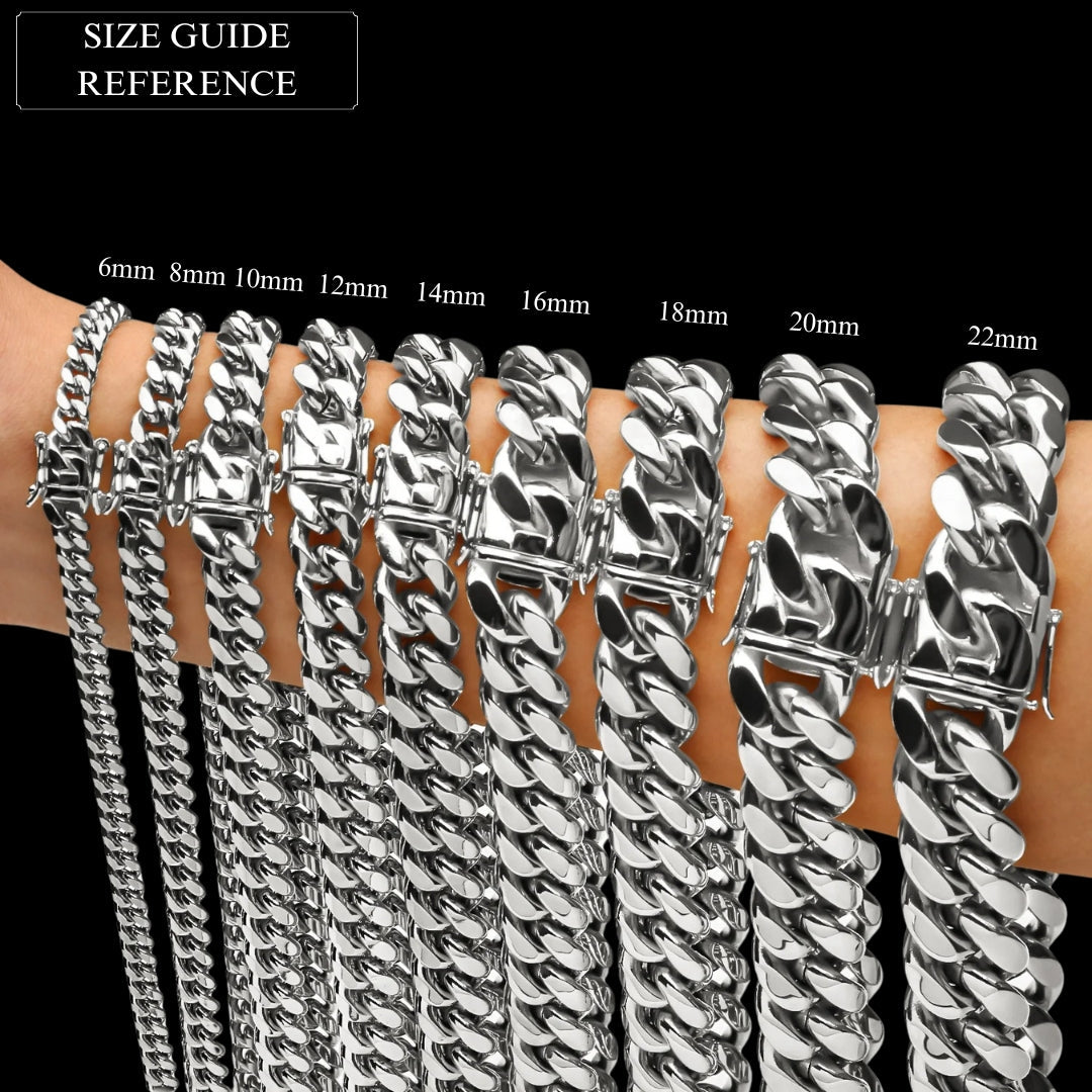 6MM-20MM Fold-Over Clasp Luxury Stainless Steel Necklace Chain