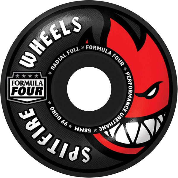 Spitfire Wheels F4 Radial Full Colors 58mm 99a - Black (Set of 4)