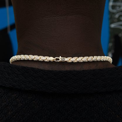 Diamond Pave Snake Link Chain in Yellow Gold-6mm