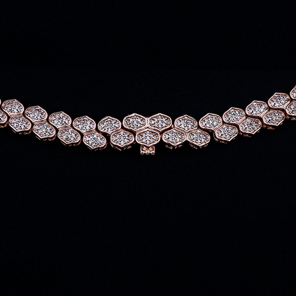 Diamond Pave Flat Snake Link Chain in Rose Gold-4mm